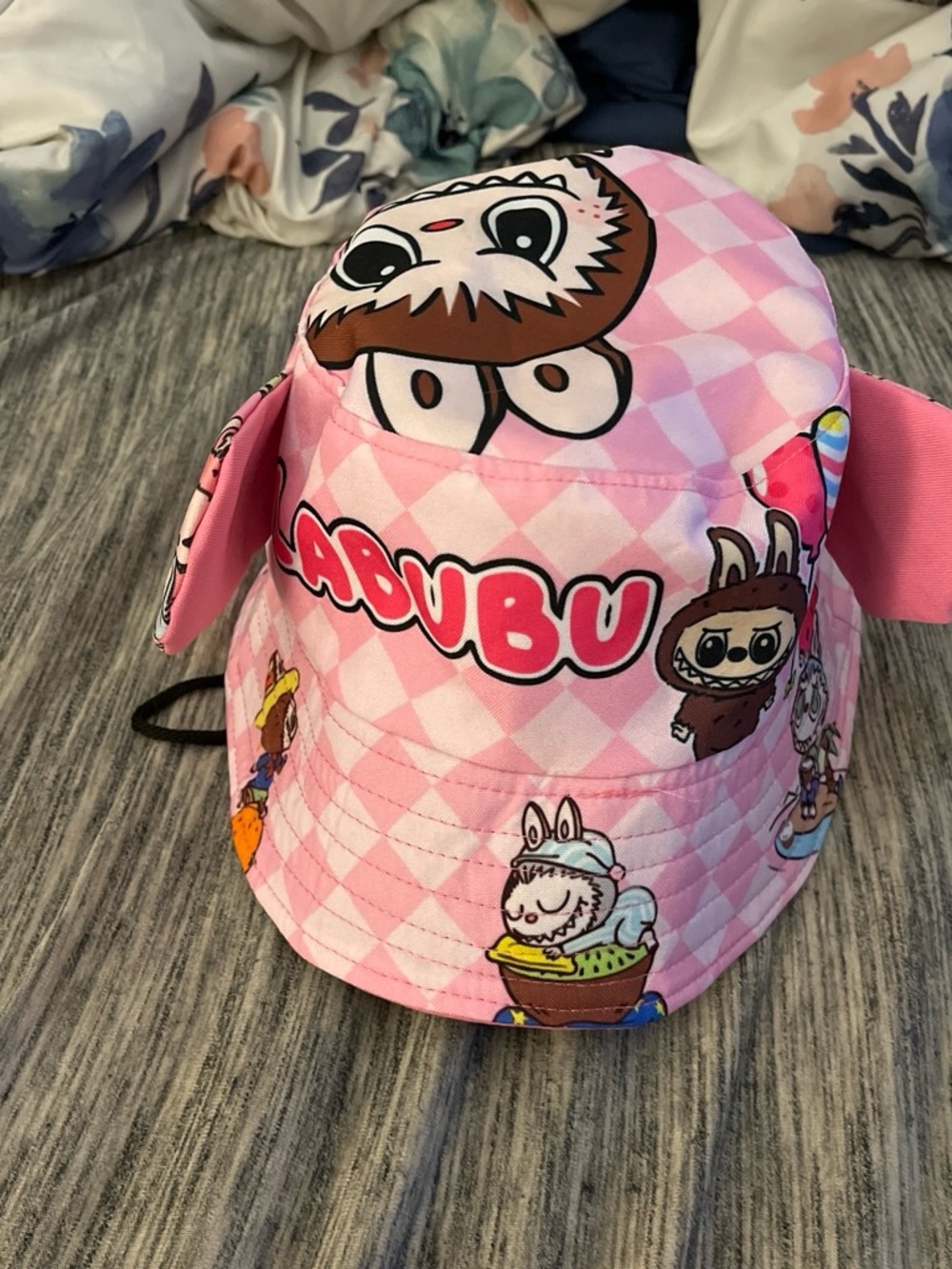 Kids Pink Character Bucket Hat with Ear Flaps - Unbranded